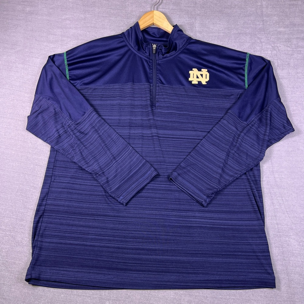 Champion Notre Dame Fighting Irish 1/4 Zip Pullover Mens 2XL Navy Blue Polyester